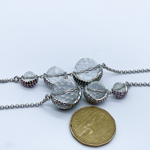 Swarovski Crystal Balls Silver-Plated Necklace - Picture 12 of 13